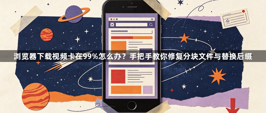 浏览器下载视频卡在99%怎么办?手把手教你修复分块文件与替换后缀1